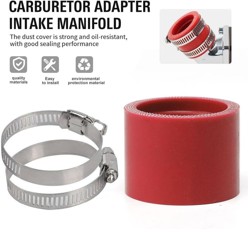 Three T 35 mm Carburetor Rubber Adapter Intake Manifold, Air Intake Pipe Adapter Boot Joint Interfacer,For MIKUNI For KEIHIN OKO KOSO PWK ZSDTRP 21mm 24mm 26mm 28mm 30mm, PE 28mm 30mm Carburetor - Image 4